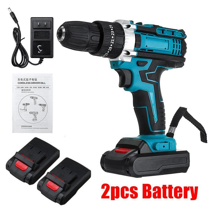 48V Cordless Impact Electric Screwdriver Drill 25+3 Gear Forward/Reverse Switch Power Screw Driver W/ 1 Or 2 Li-ion Battery