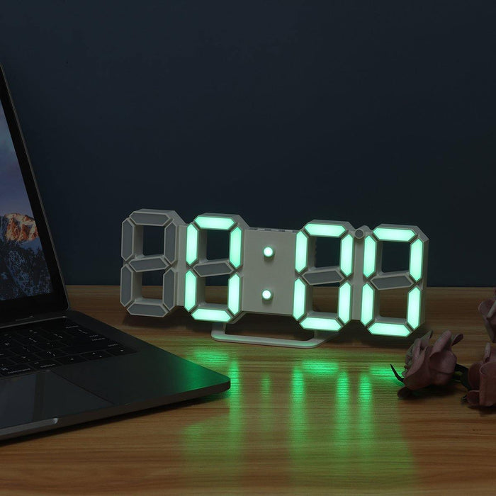 3D Alarm Clock LED Date Display Digital Temperature Snooze Table Wall Hanging