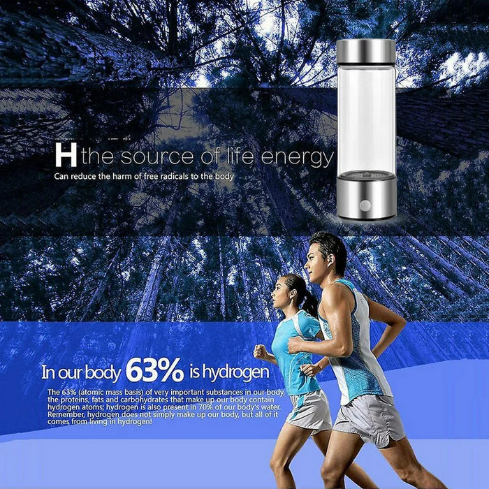 Rechargeable Portable Glass Hydrogen Water Bottle with Advanced Hydrogen Water Generation Technology