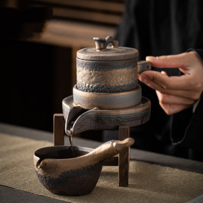 Gilded Iron Glaze Ceramic Tea Set