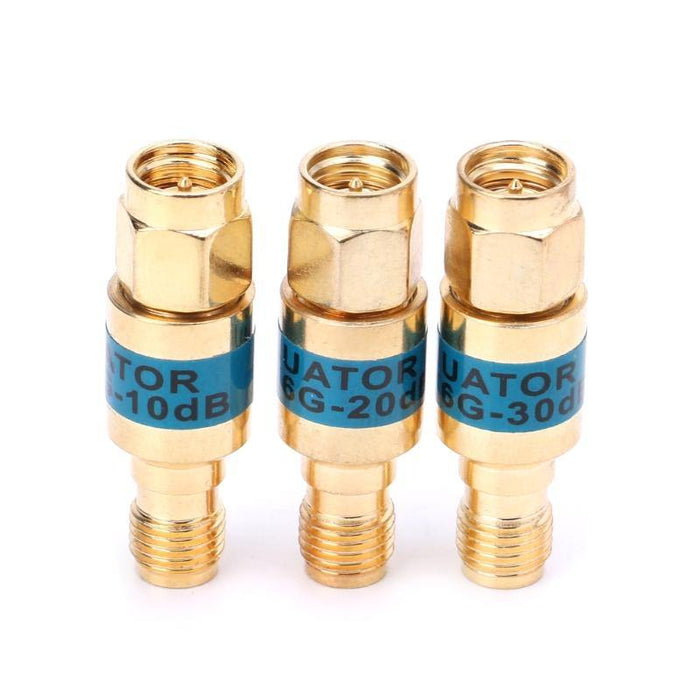 2W 0-6GHz Golden Attenuator SMA-JK Male to Female RF Coaxial Attenuator