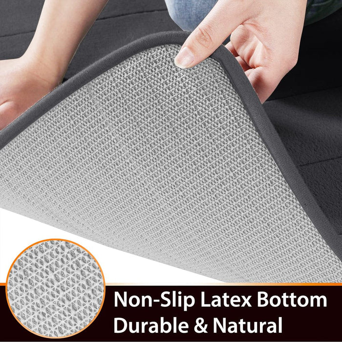 Memory Foam Bath Mat Set, Thicken, Absorbent, Non-Slip, Reboundable, 3 Pieces Bathroom Rugs Sets 44.1"X24"+ 31.5"X19.8"+ U 24.4"X20.2" Dark Gray