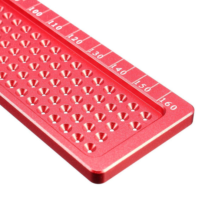 Drillpro Aluminium Alloy T-160 Hole Positioning Metric Measuring Ruler Woodworking Precision Marking Scriber