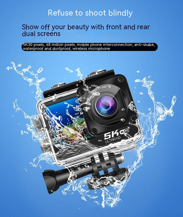 5K Sports Camera With Wireless Microphone Anti-shake Waterproof