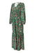 Fashion Printed Lantern Long-Sleeved V-Neck Halter Stitching Dress