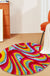 Feblilac Red Yellow Abstract Dizzy Area Rug, Wave Style Mat for Bedroom Bathroom