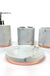 4 Piece Marble Ceramic Bath Accessories Sets, Off-White