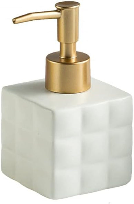 Hand Soap Dispenser Dish Cube Soap Dispenser Countertop 7.44 FL OZ. /220 ML Hand Lotion Pump Bottle Ceramic Lotion Container Liquid Hand Soap Jar Shower Dispenser Kitchen Bathroom Décor (White)
