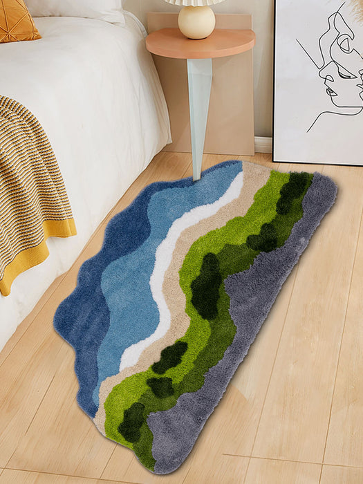 Feblilac Pretty Maldives Leaves Bedroom Mat, Moss and Lake Area Rug