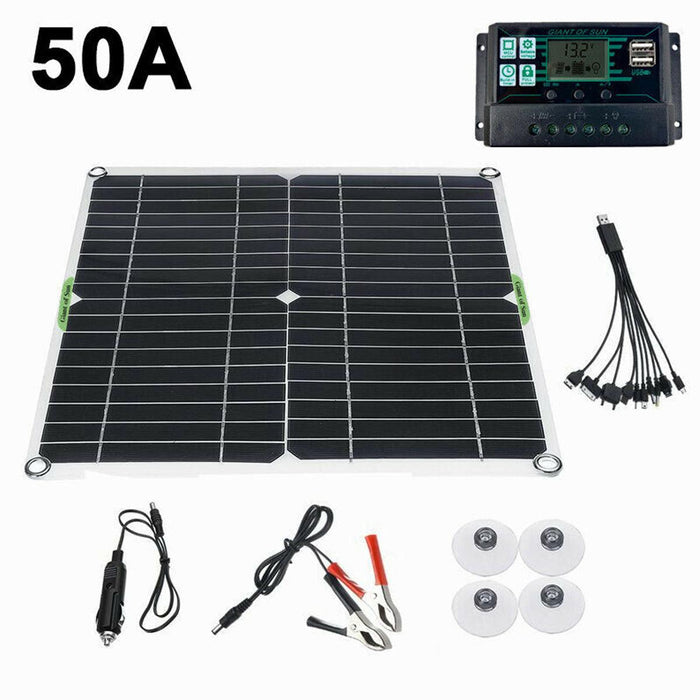 200W Solar Panel Kit 12V Battery Charger 10-50A Controller For Ship Motorcycles Boat