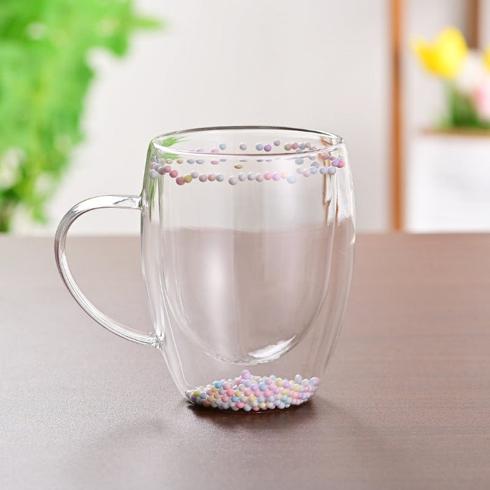 Creative Household Coffee Milk Dried Flower Quicksand Double Layer Glass Cup