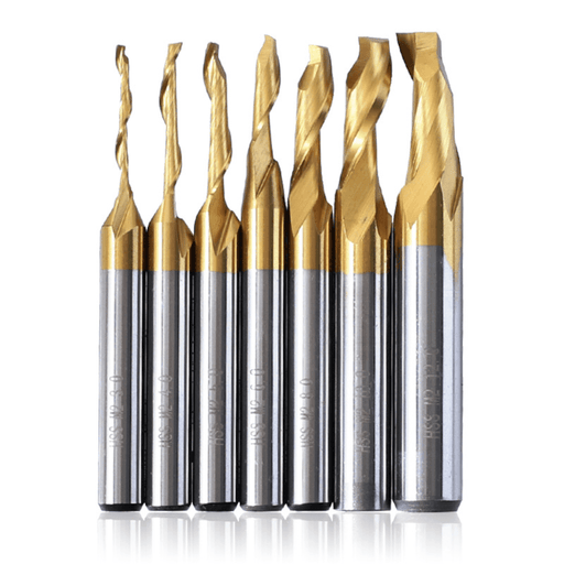 Drillpro 3/4/5/6/8/10/12mm Titanium End Mill CNC Engraving Router Bits HSS M2 Single Flute Spiral Milling Cutter for Aluminum