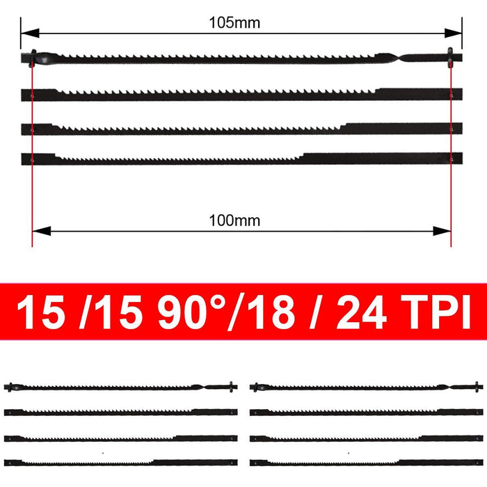 12pcs 105mm Pinned Scroll Saw Blade Set for Wood Cutting Carving