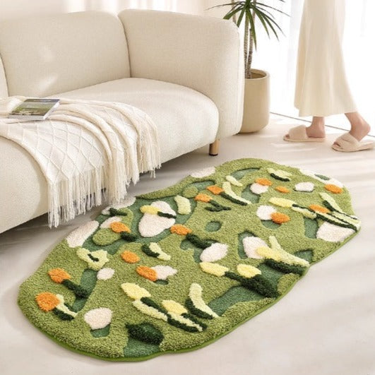 Feblilac  Green Little Fresh Handmade Tufted Acrylic Livingroom Carpet Area Rug