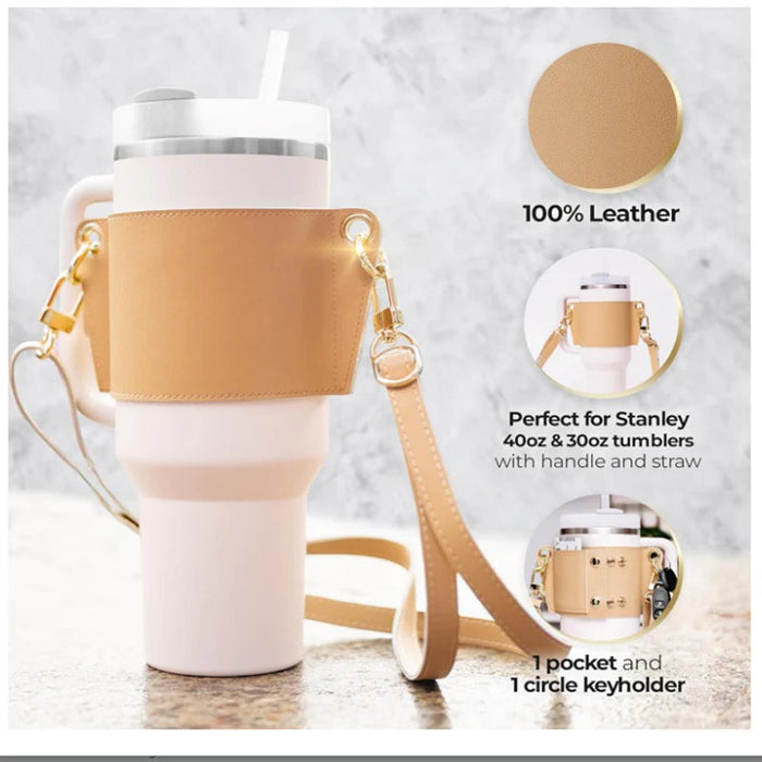 Shoulder-Strap Tumbler Holder and Cup Cover Accessory Set