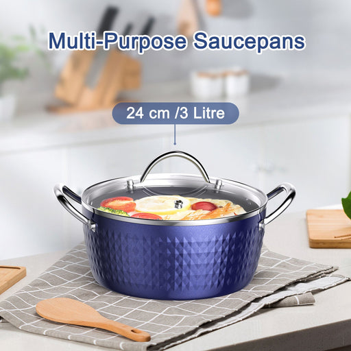 Casserole Dish, Induction Saucepan With Lid, 24cm 2.2L Stock Pots Non Stick Saucepan, Aluminum Ceramic Coating Cooking Pot Free, Suitable For All Hobs Types, Amazon Banned