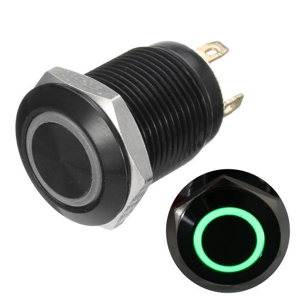 12v 4 Pin 12mm Led Light Metal Push Button Momentary Switch Waterproof Black