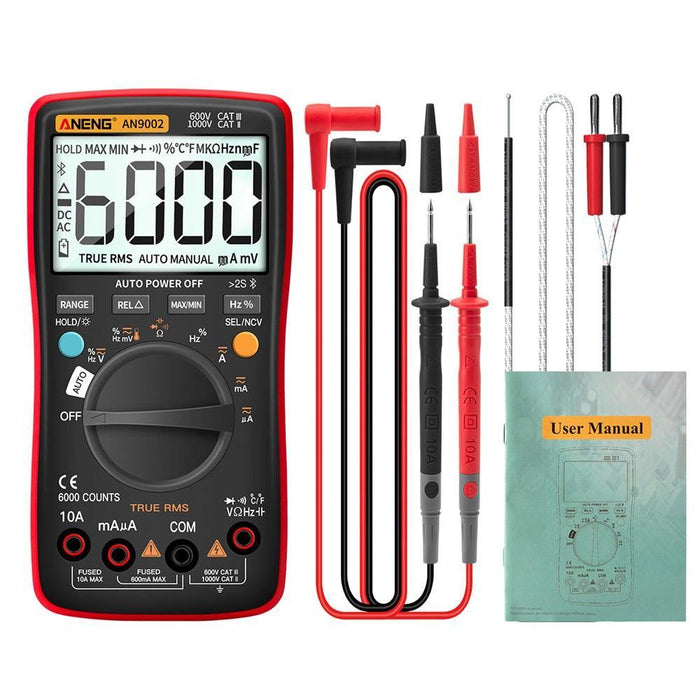 ANENG AN9002 Digital bluetooth True RMS Multimeter 6000 Counts Professional Auto Multimetro AC/DC Current Voltage Tester - Red