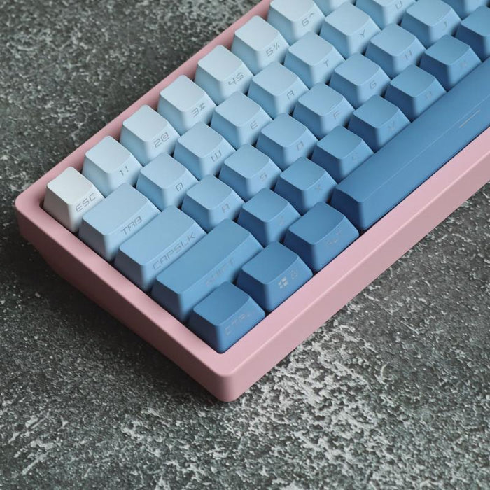 Fog Blue Front Side Carving Light Transmission Mechanical Keyboard Keycaps