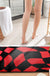 Feblilac Black and White Checkerboard Bath Mat, Abstract Curly Mat Rug