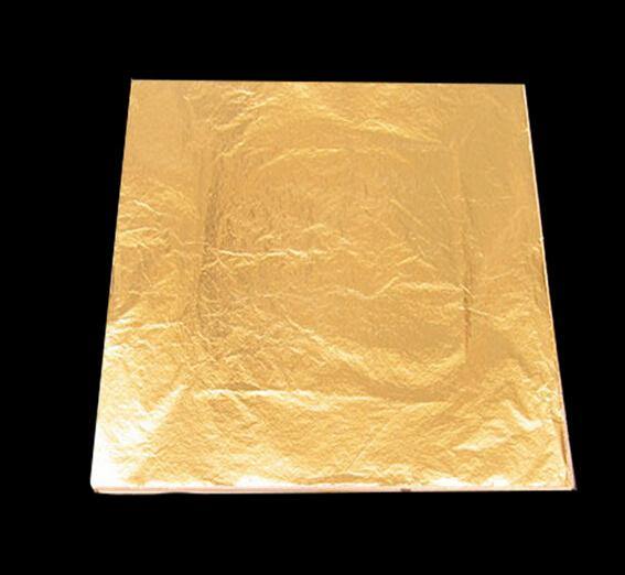 100Pcs Imitation Gold Foil Sheets Copper Leaf Sheets Transfer Leaf Sheets Gold Leaf Booklet 16cm×16c