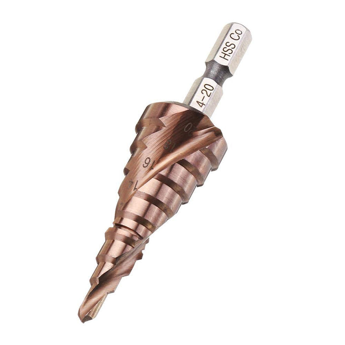 Drillpro 3-12/4-20/4-32mm M35 Cobalt Step Drill Bit 1/4 Inch Hex Shank HSS-Co Step Drill Bit