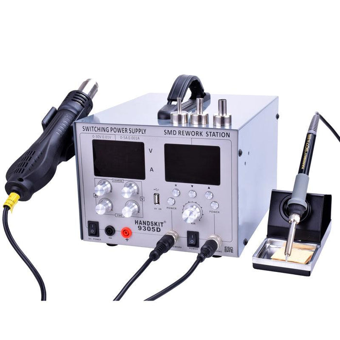 Handskit 9305D 4 in 1 Hot Air Rework Station + Soldering Iron Station + 30V 5A DC Power Supply