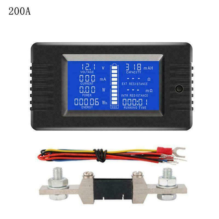 DC Multifunction Battery Monitor Meter 50A/200A/300A LCD Display Digital Current Multimeter Voltmeter Ammeter for Cars RV Solar System