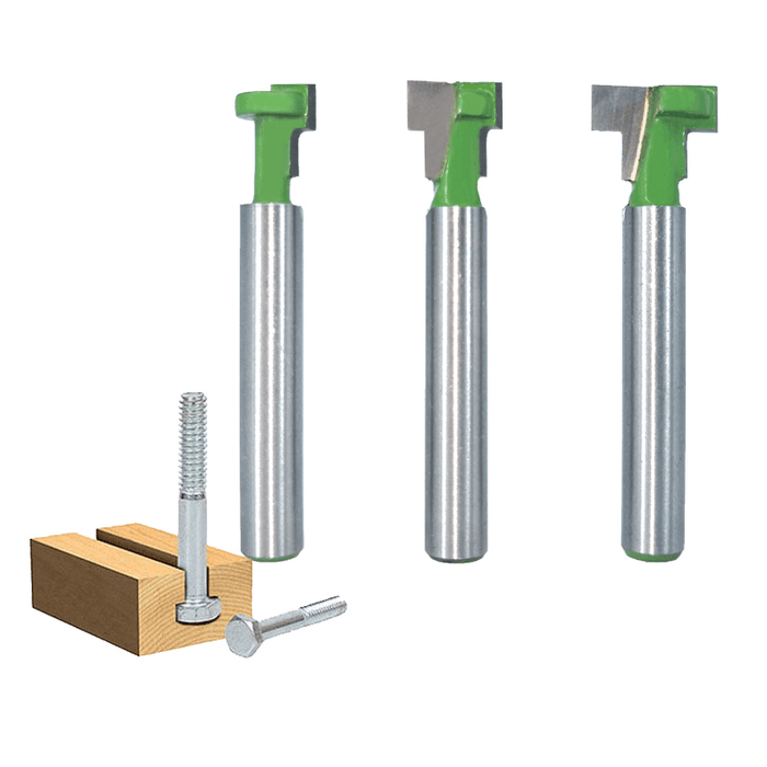 1/4 Inch Shank 6.35mm T-Slot Cutter Router Bit Set Hexagon Bolt Key Hole Bits T Slotting Milling Cutter for Wood Woodworking