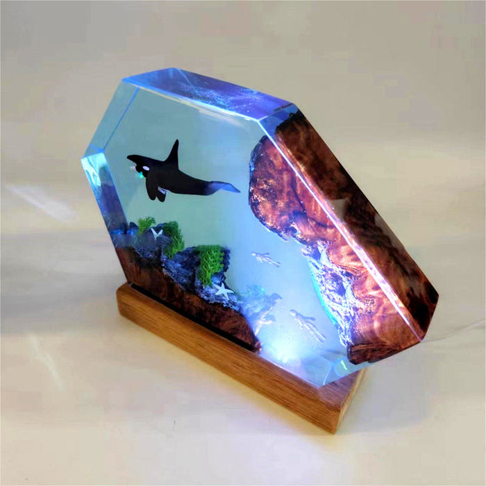 Creative Resin Wooden Killer Whale Small Night Lamp Decorative Crafts