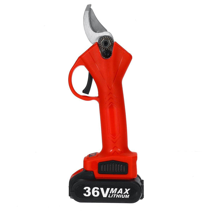 36V 25mm 1.3AH Cordless Electric Branch Scissor 2 Li-ion Batteries Pruning Shear Pruner Electric Pruning Shear (Red)