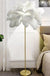 Feather Lamp Natural Ostrich Feather Floor Lamp 62.99Inch Tall Standing Lamp for Bedroom, Funky White Feather Light Gold Floor Lamps Girl Bedroom Living Room Lamp for Nightstand Elegant Decor