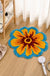Feblilac Cute Floral Orange Blue Daisy Flower Tufted Bath Mat
