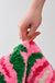 Feblilac Pink Green Leave Bath Mat Tropical Leaf Tufted Bathroom Rug
