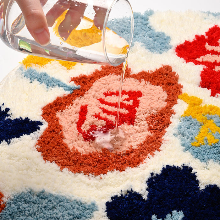 Feblilac Round Flowers Tufted Bath Mat