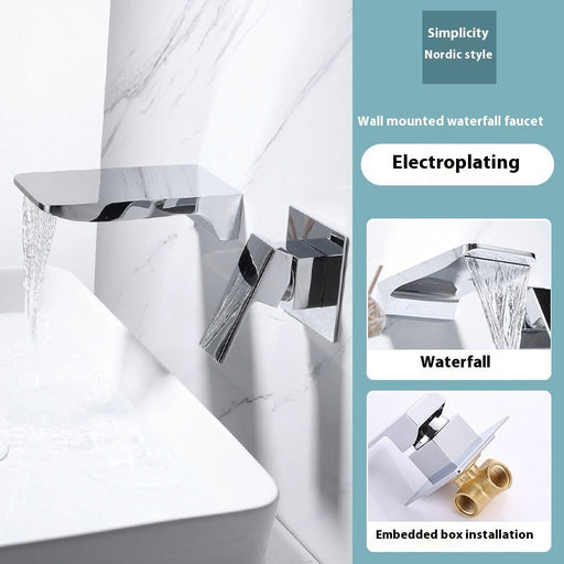 All Copper Nordic Hot And Cold Water Waterfall Concealed Wall Basin Faucet