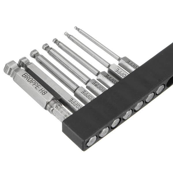 Broppe 7pcs 2/2.5/3/4/5/6/8mm 65mm Magnetic Ball Screwdriver Bits 1/4 Inch Hex Shank Screwdriver Bit