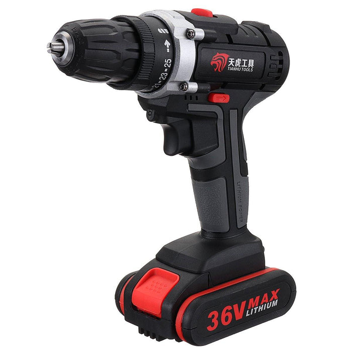 36V Electric Cordless Drill 28NM Brushless Screwdriver With LED Rechargeable Battery (Two Batteries)