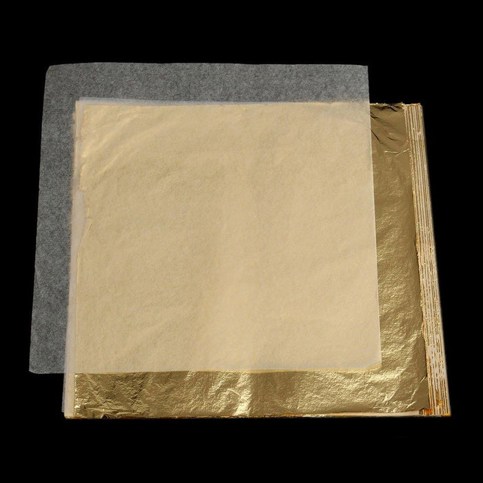 100Pcs Imitation Gold Foil Sheets Copper Leaf Sheets Transfer Leaf Sheets Gold Leaf Booklet 16cm×16c