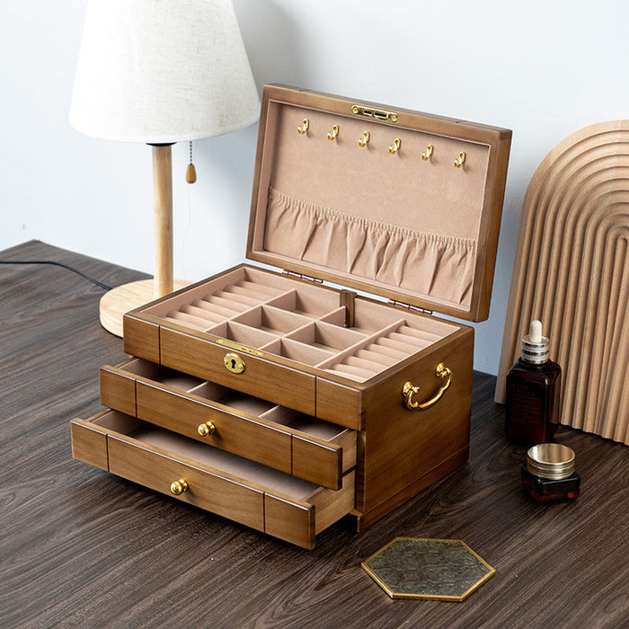 Double Handle Solid Wood Storage Jewelry Box