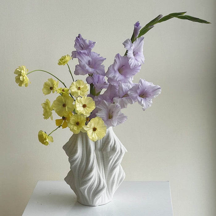 3D Printing White Ceramic Vase Flower Arrangement Decoration