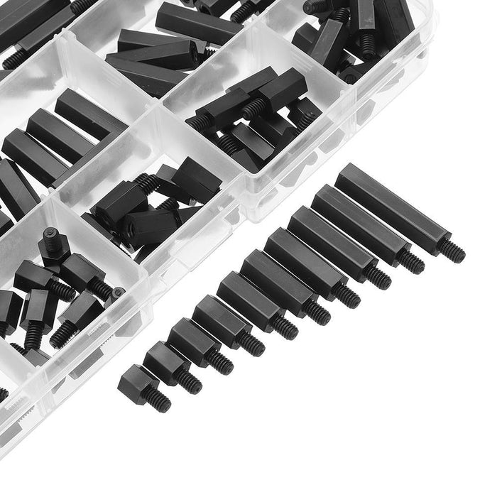 Suleve™ M4NH4 110Pcs M4 Nylon Hex Screw Black/White Female to Male PCB Standoff Column Set