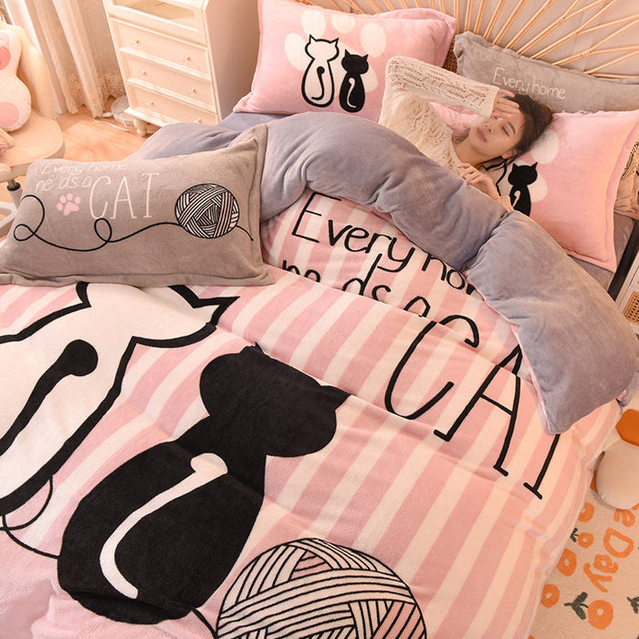 Cartoon Milk Flour Bed Set Of Four