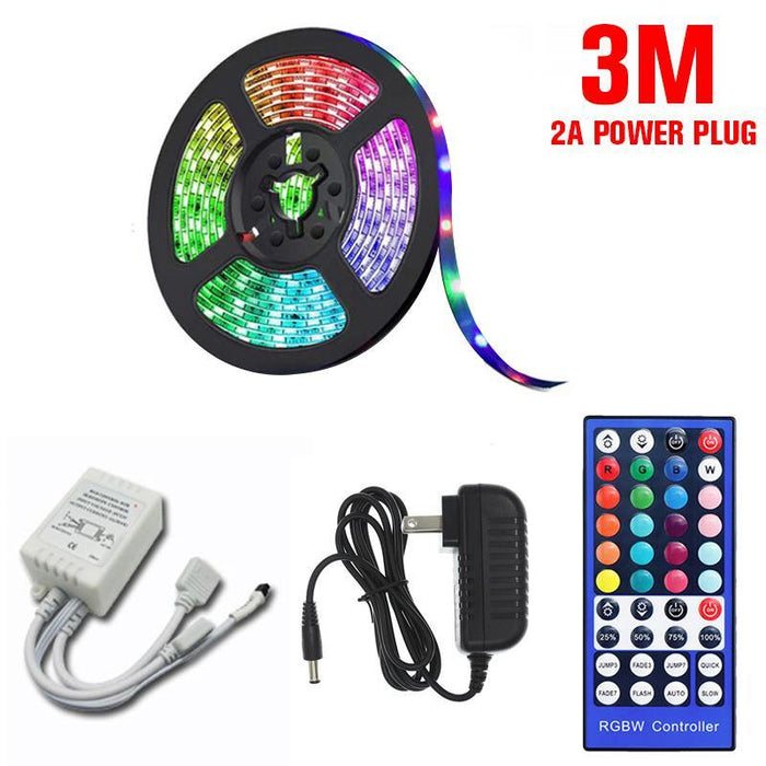 3M/5M/10M RGB 3528 SMD LED Strip Light Non-waterproof Full Kit Lamp + 44 Key IR Remote Controller +US Power Adapter