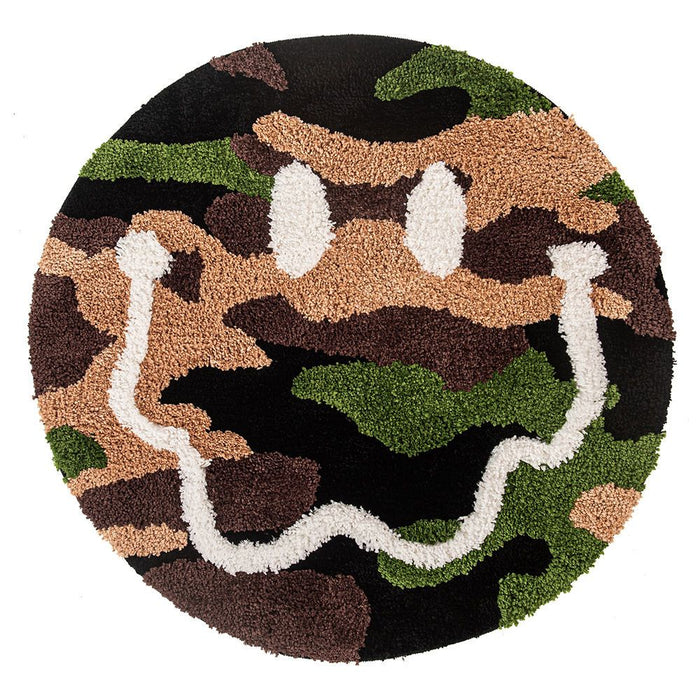 Tufted Smile Face Round Rug, Fun Fluffy Mat for Bathroom Bedroom