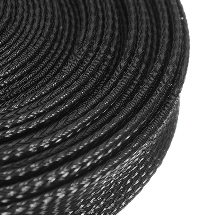 6m 8mm/10mm/12mm/15mm/20mm Wire Cable Sheathing Expandable Sleeving Braided Loom Tubing Black