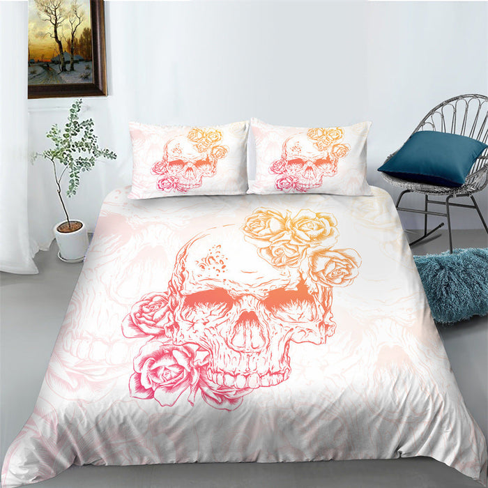 3D Printed Skull Printed Three-piece Home Textile Set