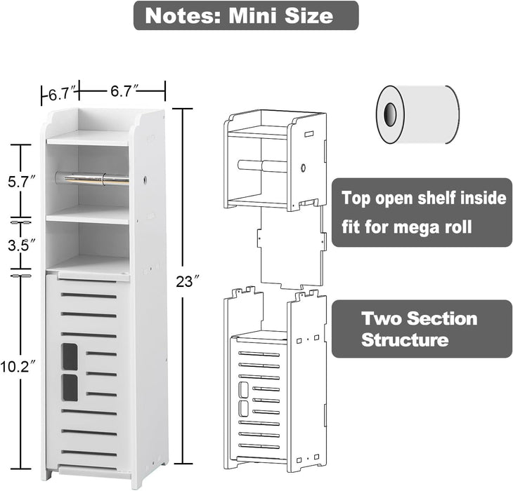 Toilet Paper Holder:Toilet Paper Holder Stand,Small Bathroom Storage Cabinet Bathroom Organizer-White by