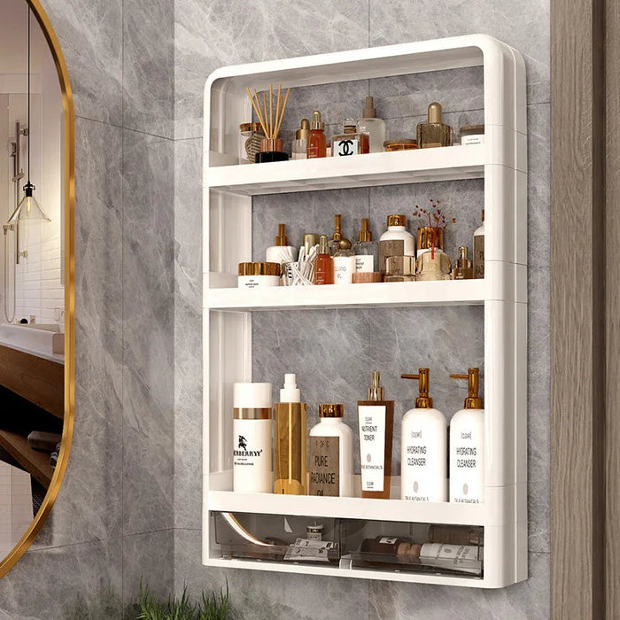 Bathroom Wall Mounted Shelf Multifunctional Toiletries Storage Rack Kitchen Seasoning Bottle Storage Rack Cosmetics Organizer