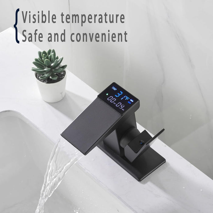 Bathroom Faucet,Temperature Display,  Sink Faucet,Hot and Cold Dual Control,Suitable for Single Hole and Three Holes